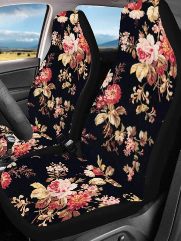 Jok mobil dengan motif bunga atau floral